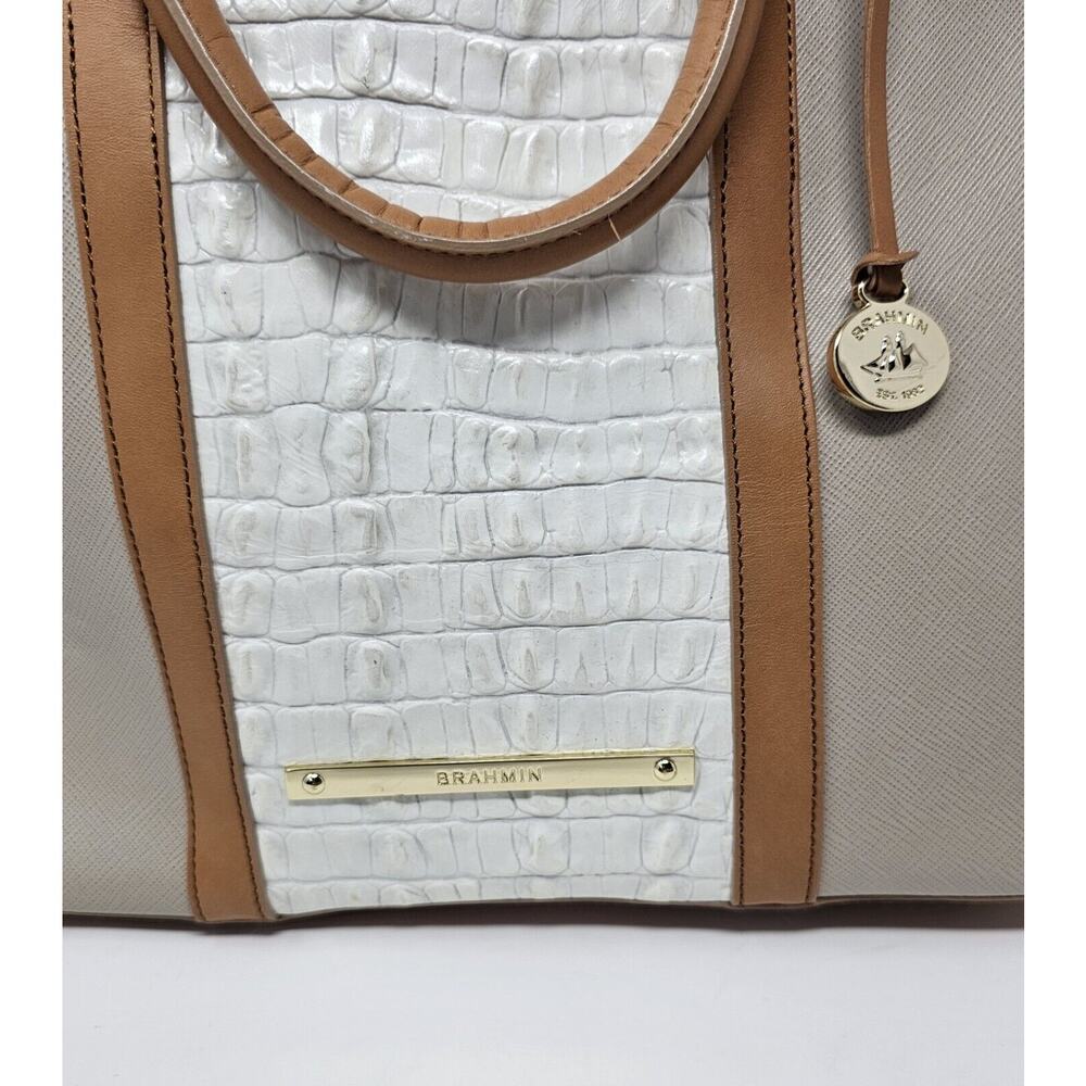Brahmin Large Duxbury Satchel Bag in Macaroon Lady Vineyard Croc - Picture 4 of 9
